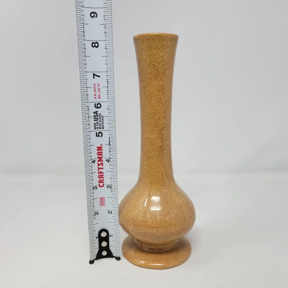 Haeger Teleflora‎ TF 4 Speckled Tan Ceramic Bud Vase USA 1977 MCM 8.25